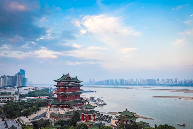 The tengwang pavilion in early morning nanchang China