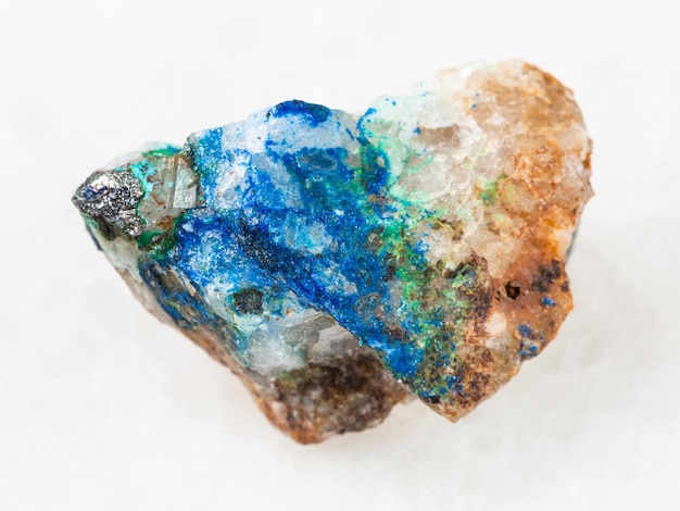 Tennantite crystal green Tyrolite blue Azurite