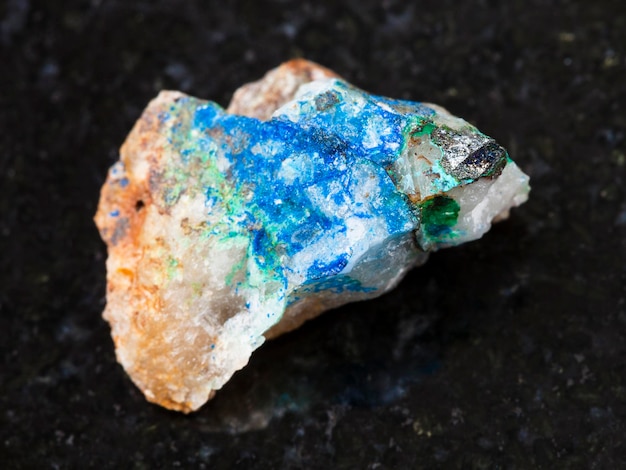 Tennantite Tyrolite Azurite on raw quartz