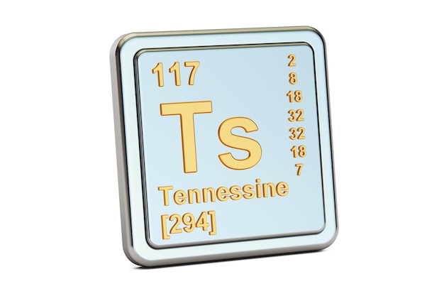 Photo tennessine ts chemical element sign 3d rendering