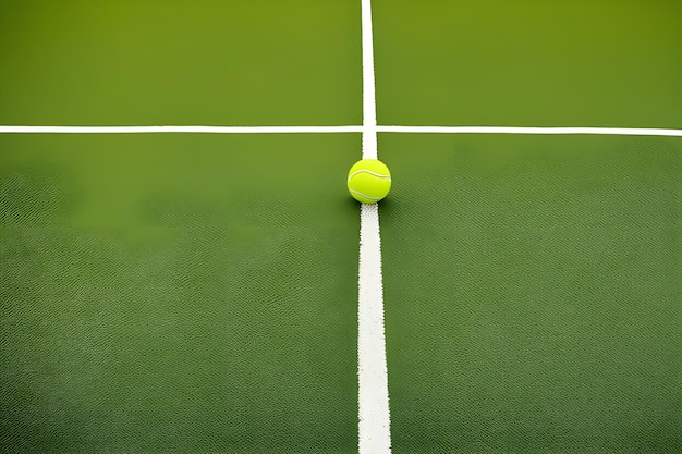 Photo tennis ball court and green line texture between grass and lawn without people