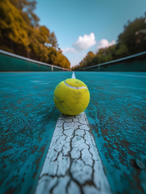 Photo a tennis ball on the court