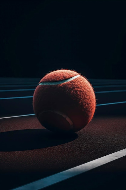 Tennis ball on dark background AI Generated