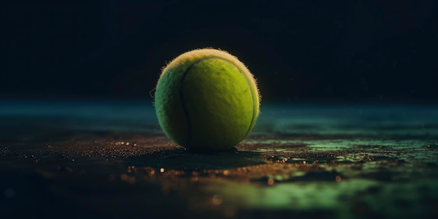 Tennis ball on dark background AI Generated