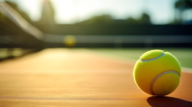 теннисный мяч и ракетка на корте с фоном