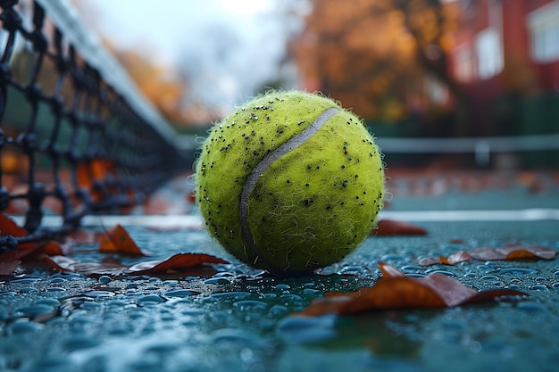テニス コート に 置か れ て いる テニス ボール