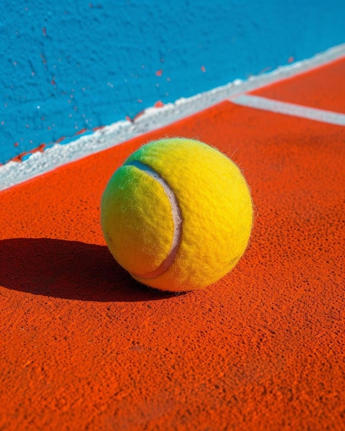 a tennis ball sitting on a tennis court