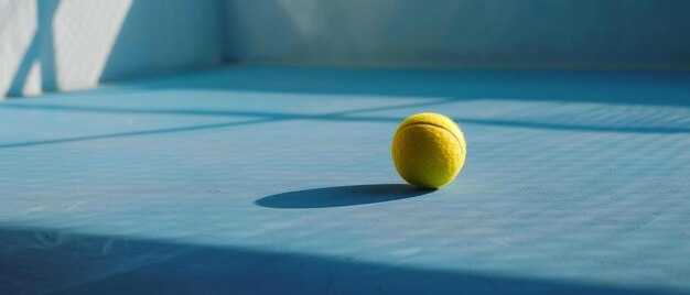 a tennis ball sitting on top of a tennis court