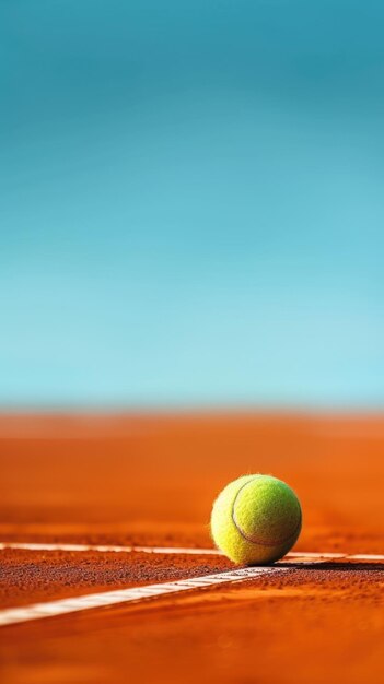 Palla da tennis sul campo da tennis con spazio per la copia