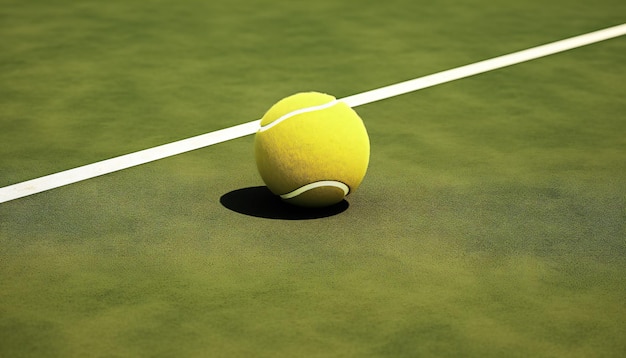 Теннисный мяч на теннисном корте