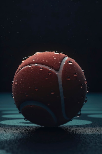 A tennis ball with water droplets on it