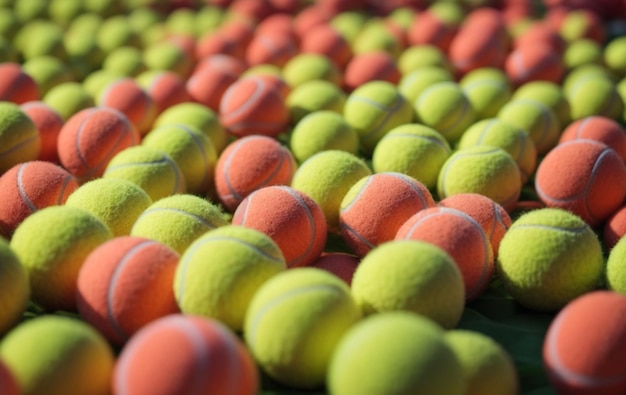 Tennis balls on the court Closeup Selective focus