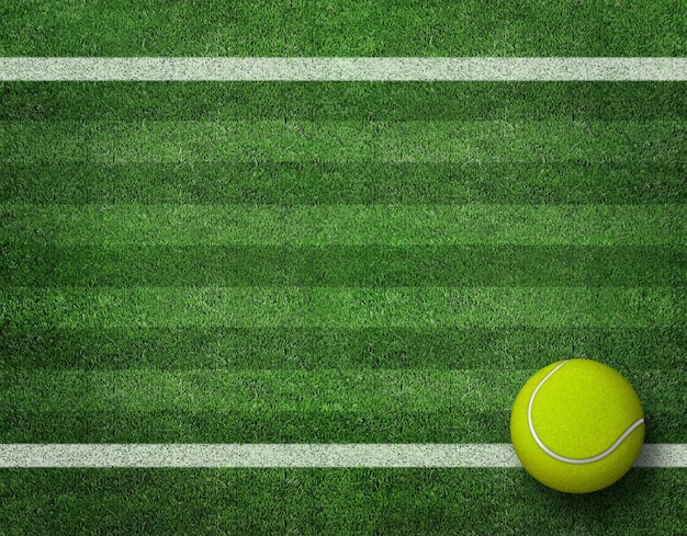 tennis balls on tennis grass court