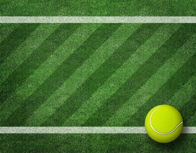 tennis balls on tennis grass court