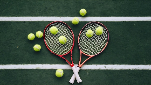 Tennis balls with two rackets