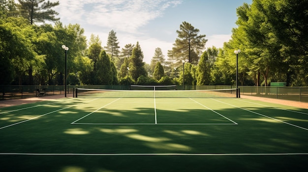 Photo tennis court in greenery