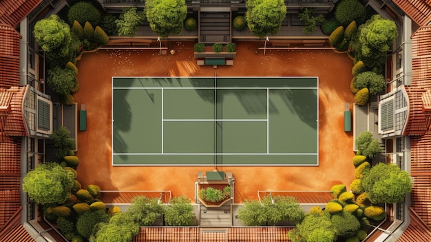 Tennis court top view