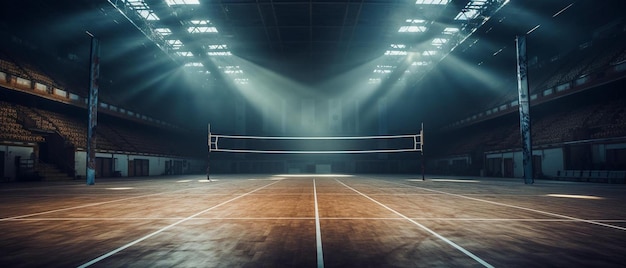 Photo a tennis court with a light on the ceiling