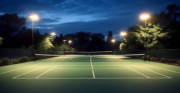 Tennis court with lighting