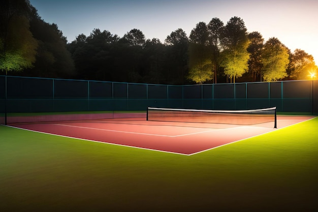 Tennis court with lighting