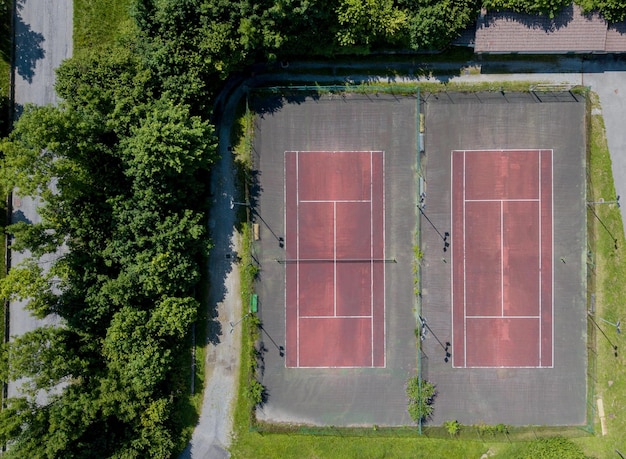 Tennis courts seen from above