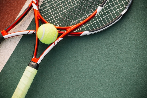 Photo tennis equipment  with a tennis ball