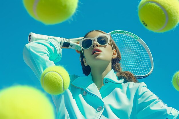 Фото Теннисная игра концепция активность на открытом воздухе