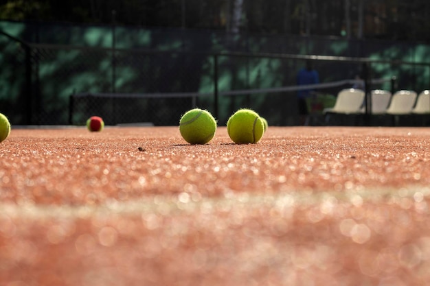 Tennis game tennis ball on the tennis court the concept of\
sports recreation