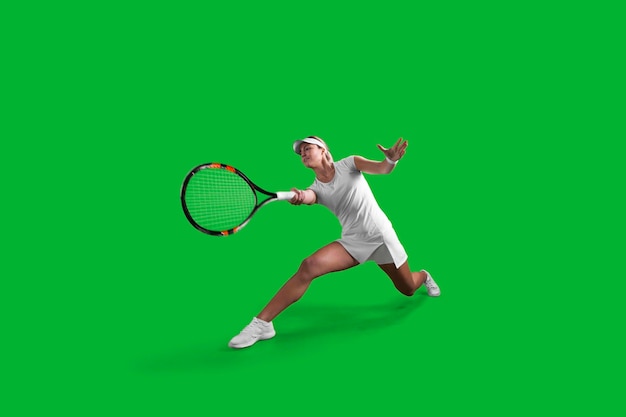 Tennis girl on green screen