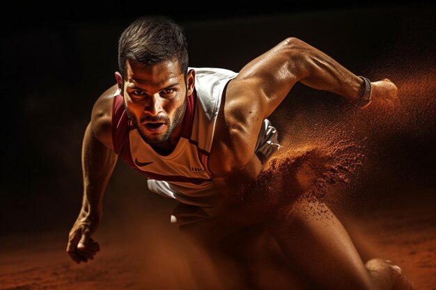 Photo tennis player in action on clay court