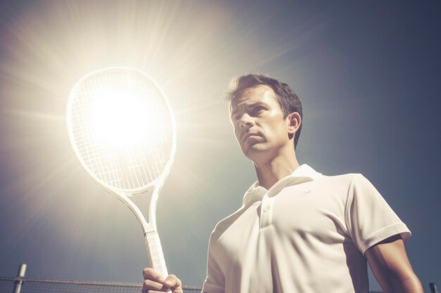 Tennis Player Against Sunlight