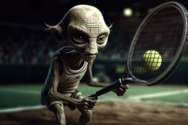 Tennis player alien character illustration generative ai