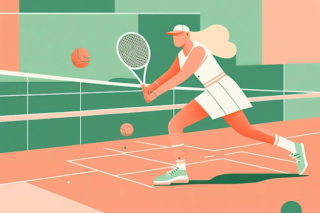 Tennis player competitive sport abstract illustration style generative ai