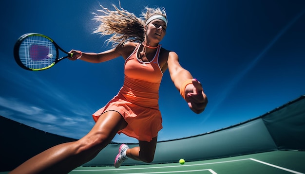 Tennis player editorial dynamic photography in action