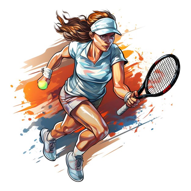 モダンとミニマリストのフラットベクトルスタイルのアートでテニス選手のイラストデザイン