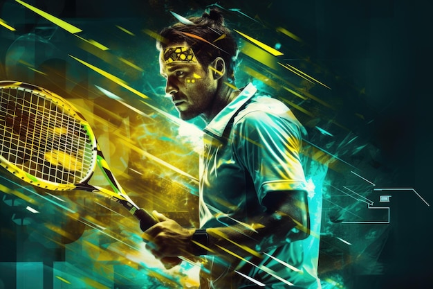 Foto poster del concetto di sport del giocatore di tennis