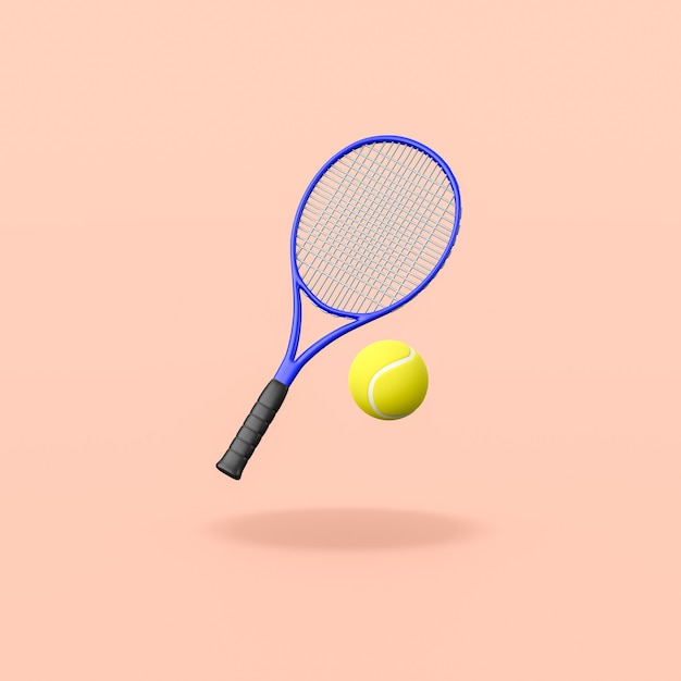 Tennis Racket and Ball on Orange Background