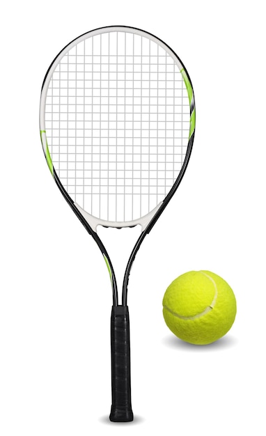 Photo tennis racket and ball on white background