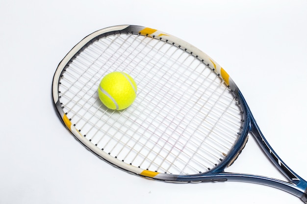 Tennis racket and ball. 