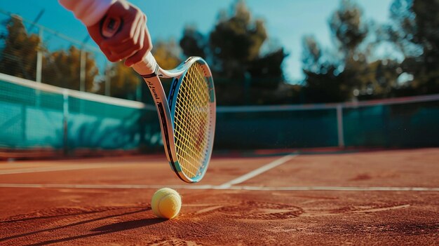 Tennis Racket Swing Ready to Hit Yellow Ball