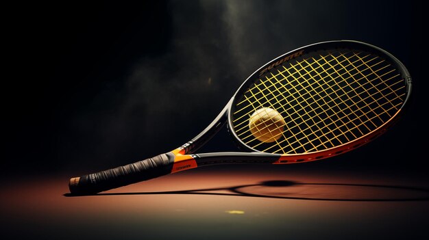 Tennis Racket in the Tennis Court Banner with place for text