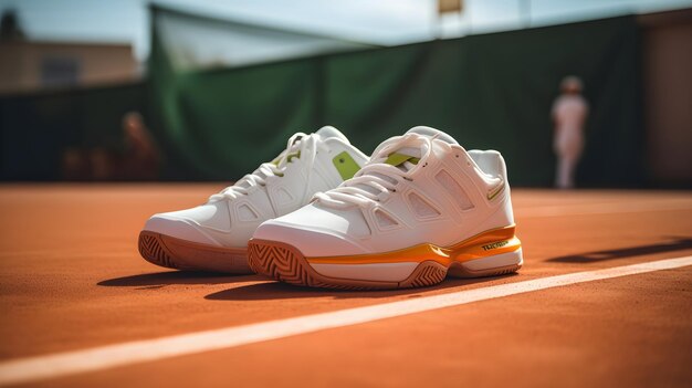 Foto scarpe da tennis su terra battuta