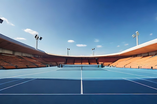 Photo tennis stadium in blue color