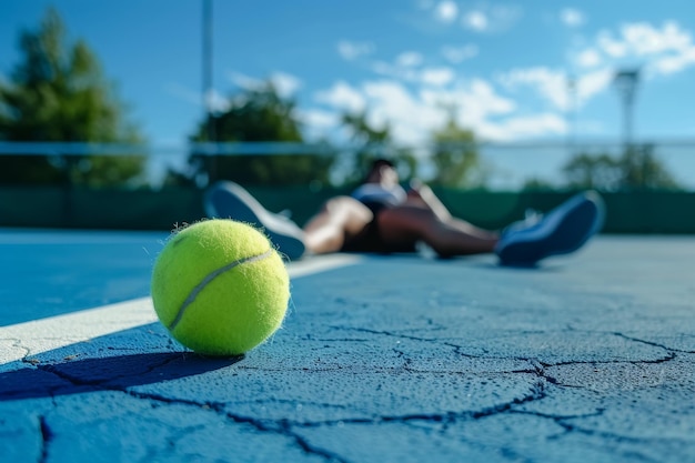 Tennisbal op de tennisbaan