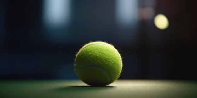Tennisbal op donkere achtergrond AI gegenereerd
