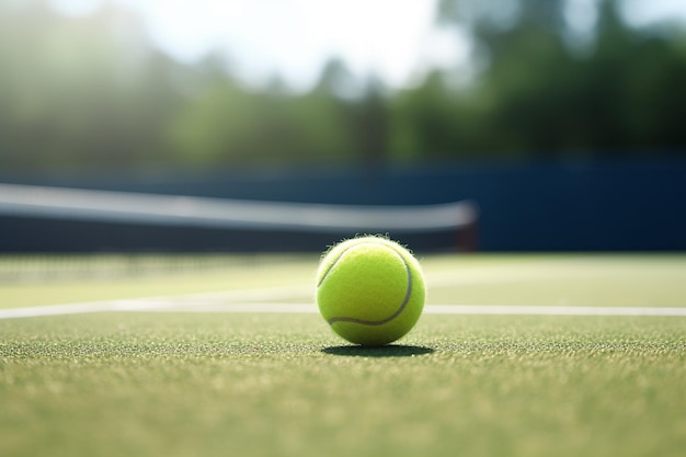 Tennisbal op het veld achtergrond Generatief door Ai