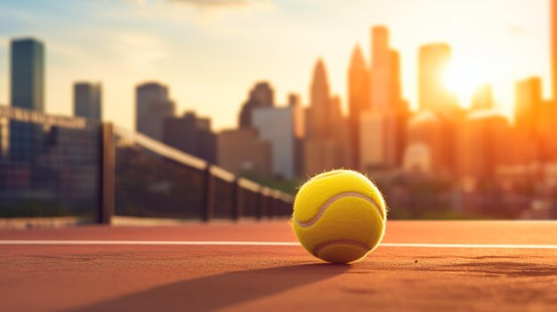 tennisbal op het veld van de stad New York