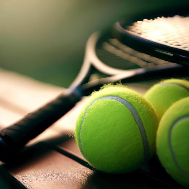 Foto tennisballen en racket op bank