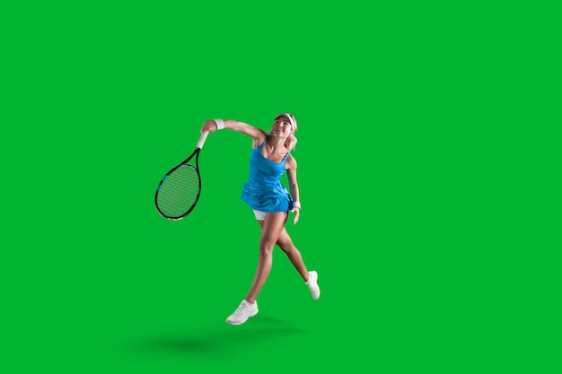 Tennismeisje op groen scherm