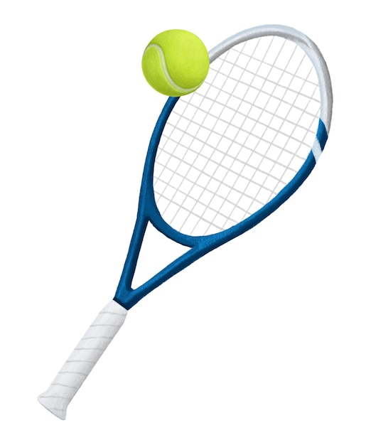 Tennisracket en bal png sticker sportapparatuur doorzichtige achtergrond
